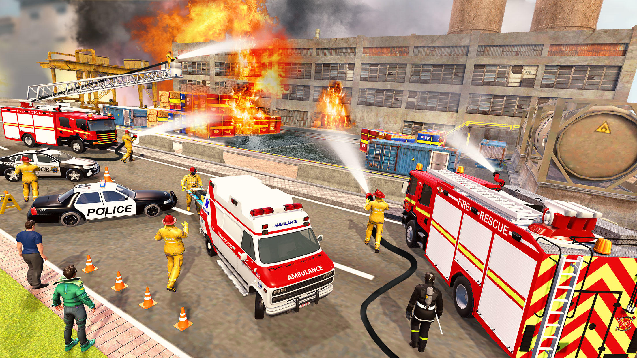 911 Fire Truck Games Simulator Game Screenshot