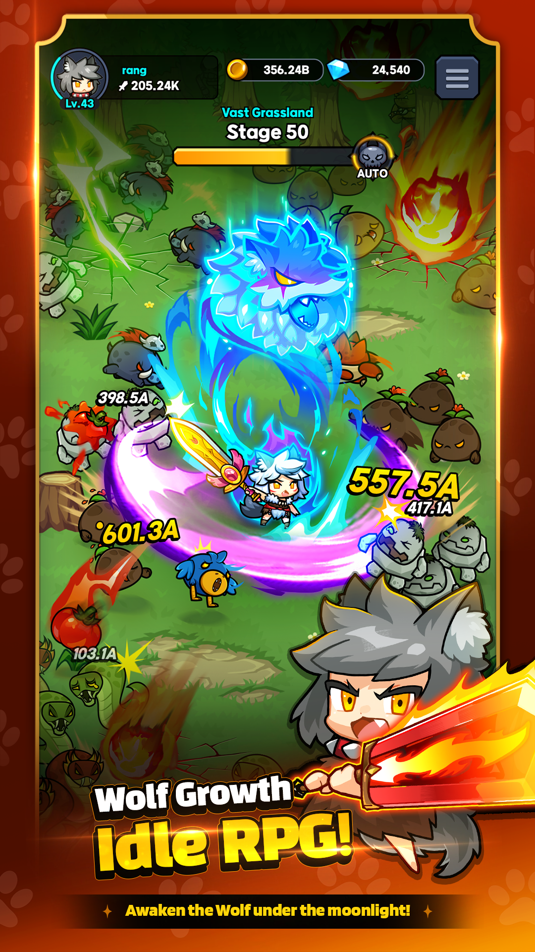 Go Go Wolf! - Idle RPG Game Screenshot