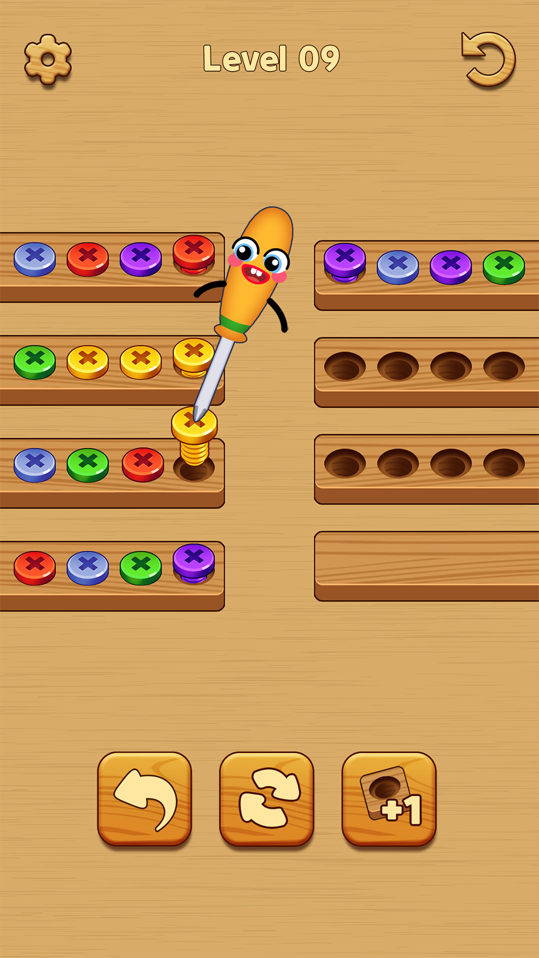 Wood Screw Color Sort Puzzle Game Screenshot
