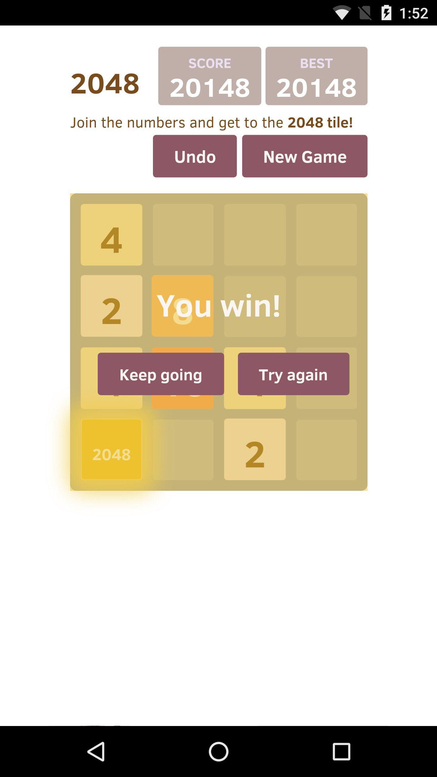 Classic 2048 puzzle game Game Screenshot