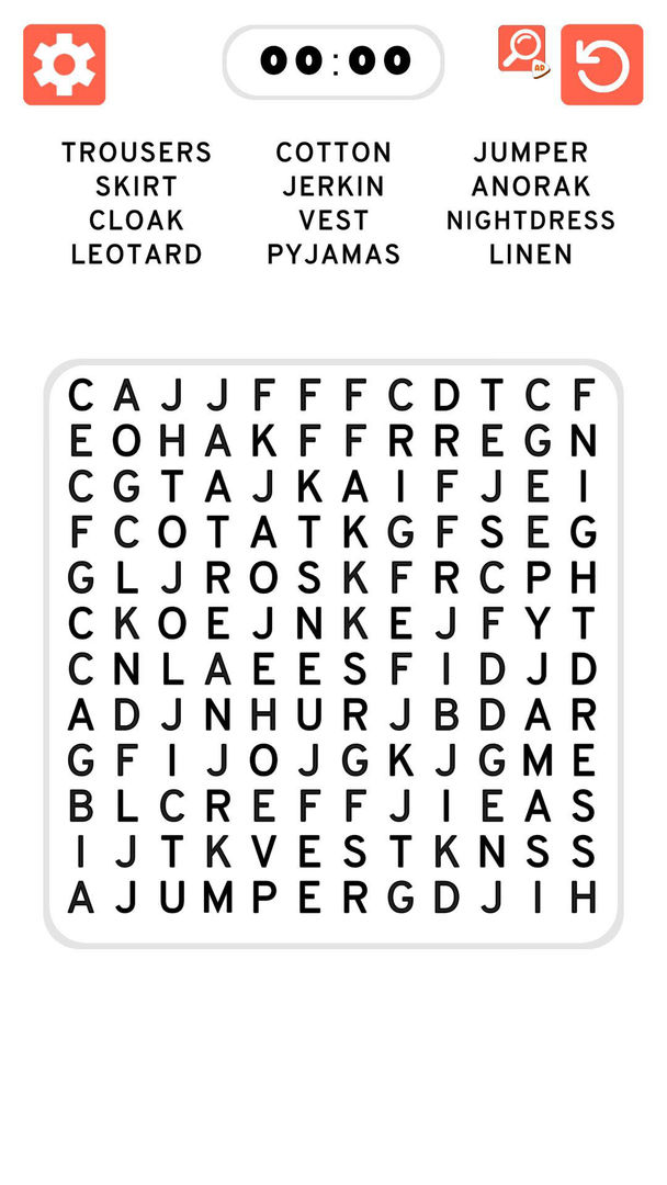 Screenshot of Word Search Games in english