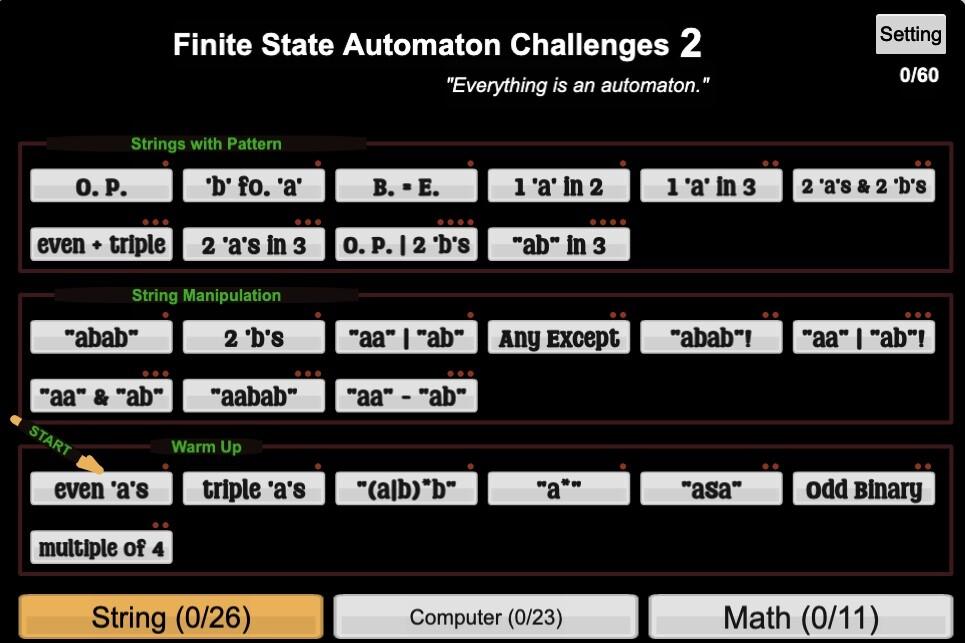 Screenshot 1 of Desafíos de autómatas de estados finitos 2 