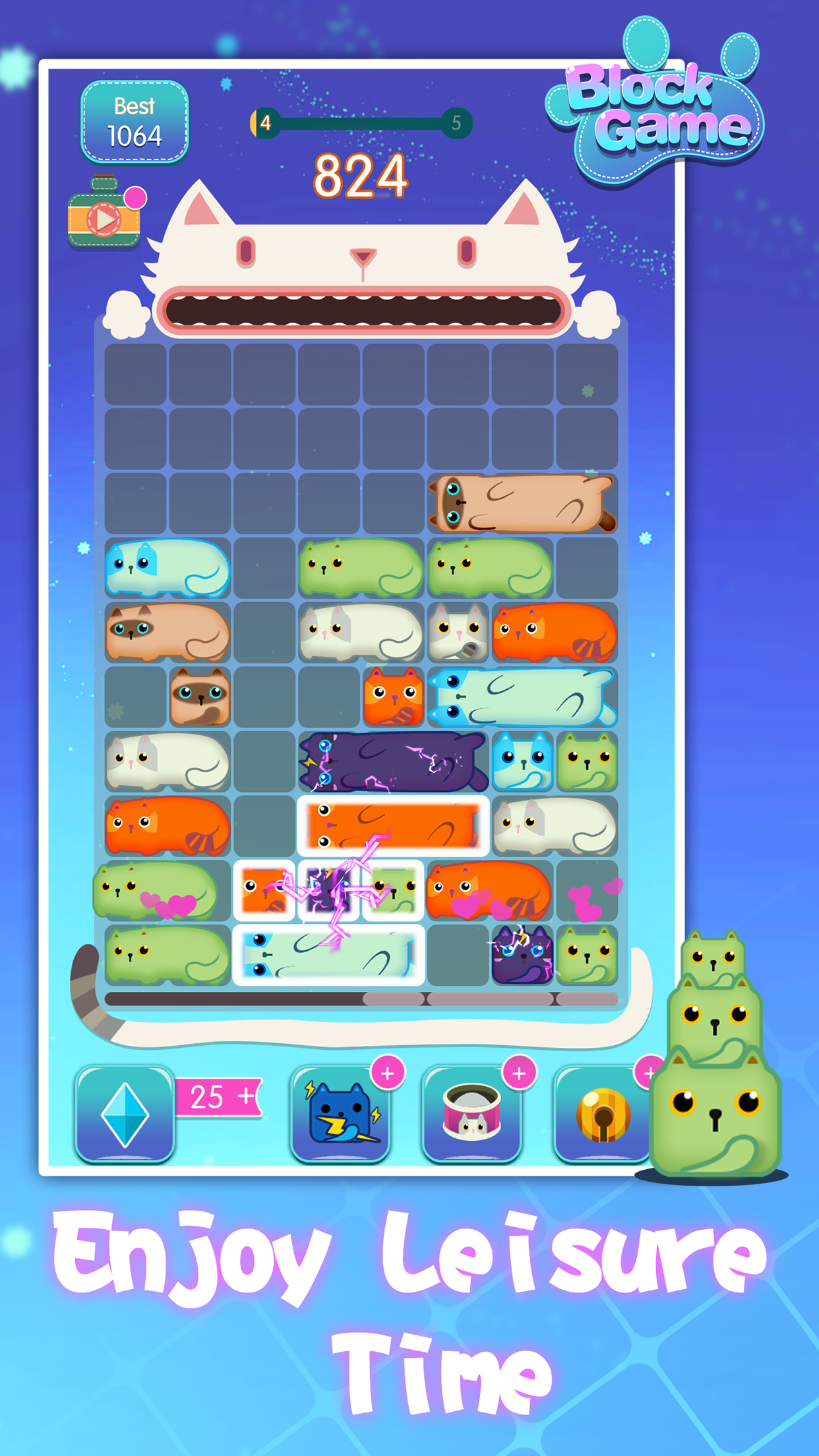 Screenshot of Slides Block Puzzle: Cats Match Game