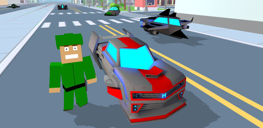 Banner of Blocky Hover Car: វីរបុរសទីក្រុង 