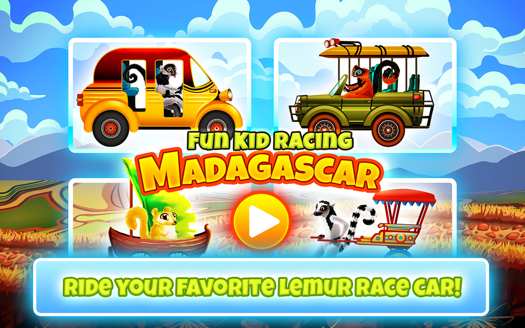 Fun Kid Racing - Madagascar Game Screenshot