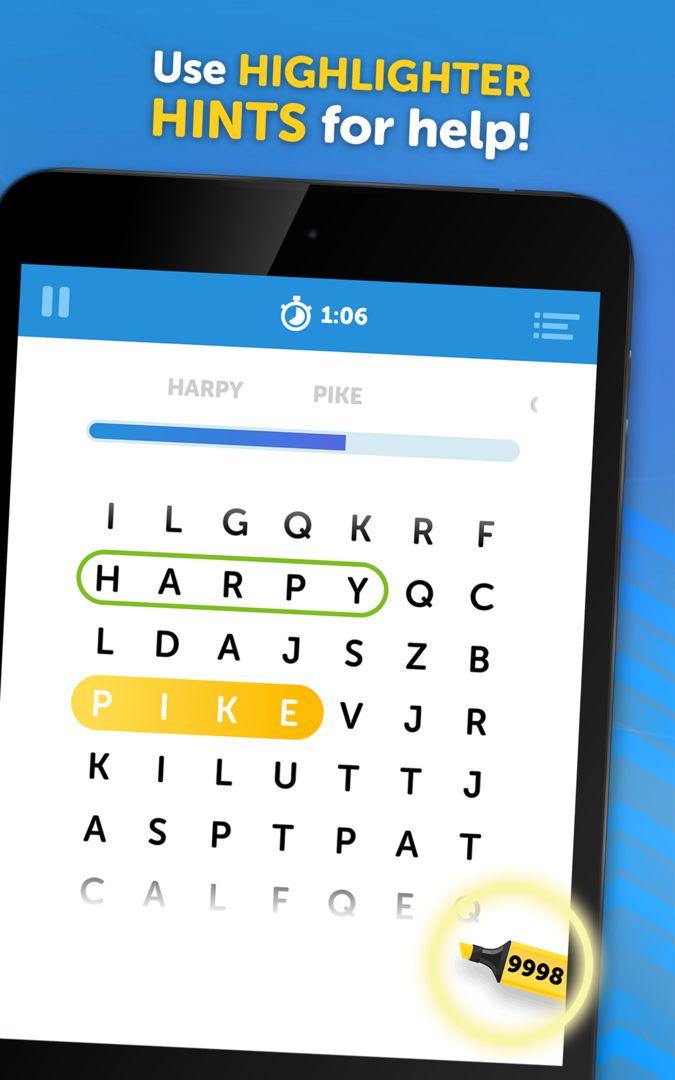 UpWord Search - Scrolling Word Search Puzzle Game ภาพหน้าจอเกม