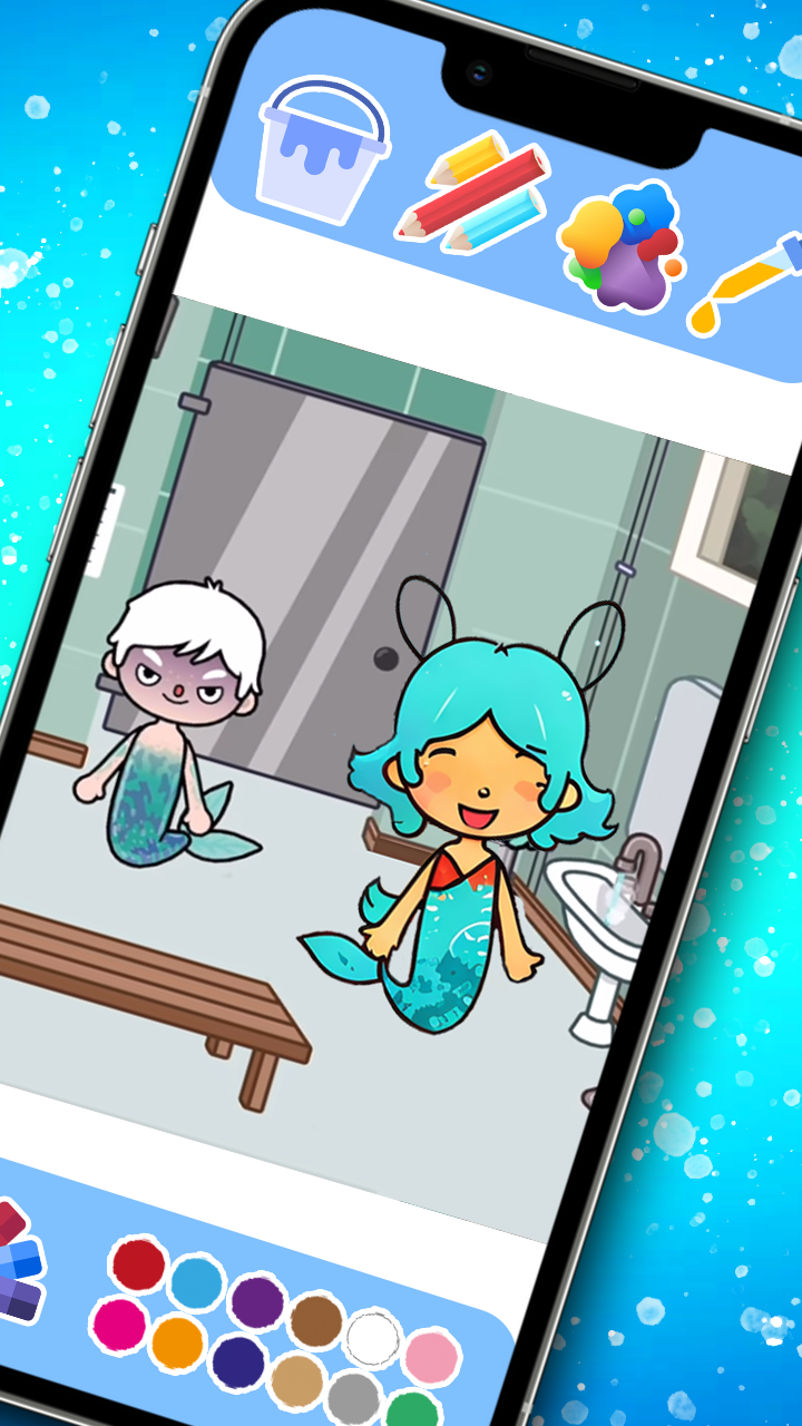 Скриншот игры Toca Mermaid coloring