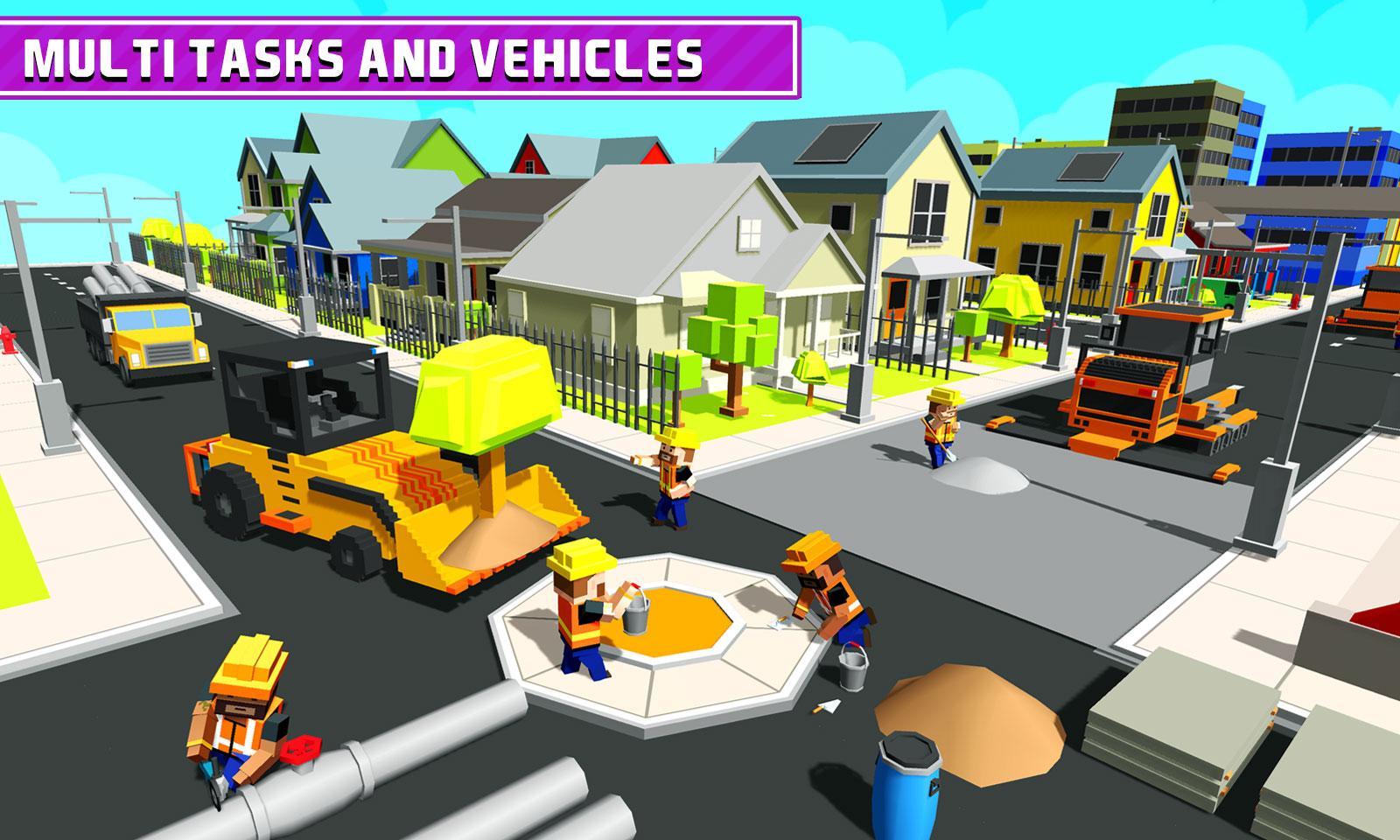 Blocky Highway Road Building Game Screenshot