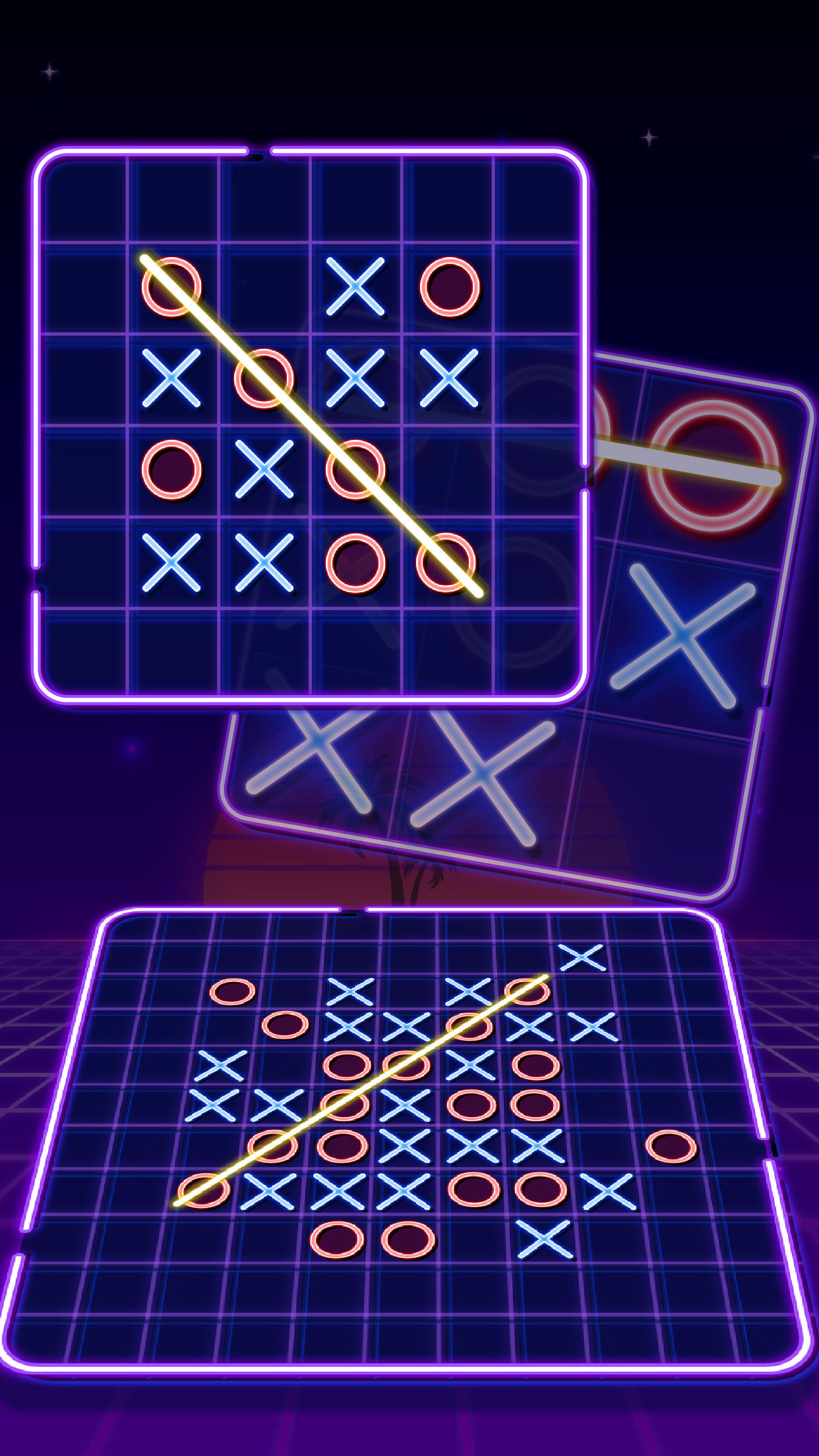 Screenshot of Tic Tac Toe Glow: 2 Player XO
