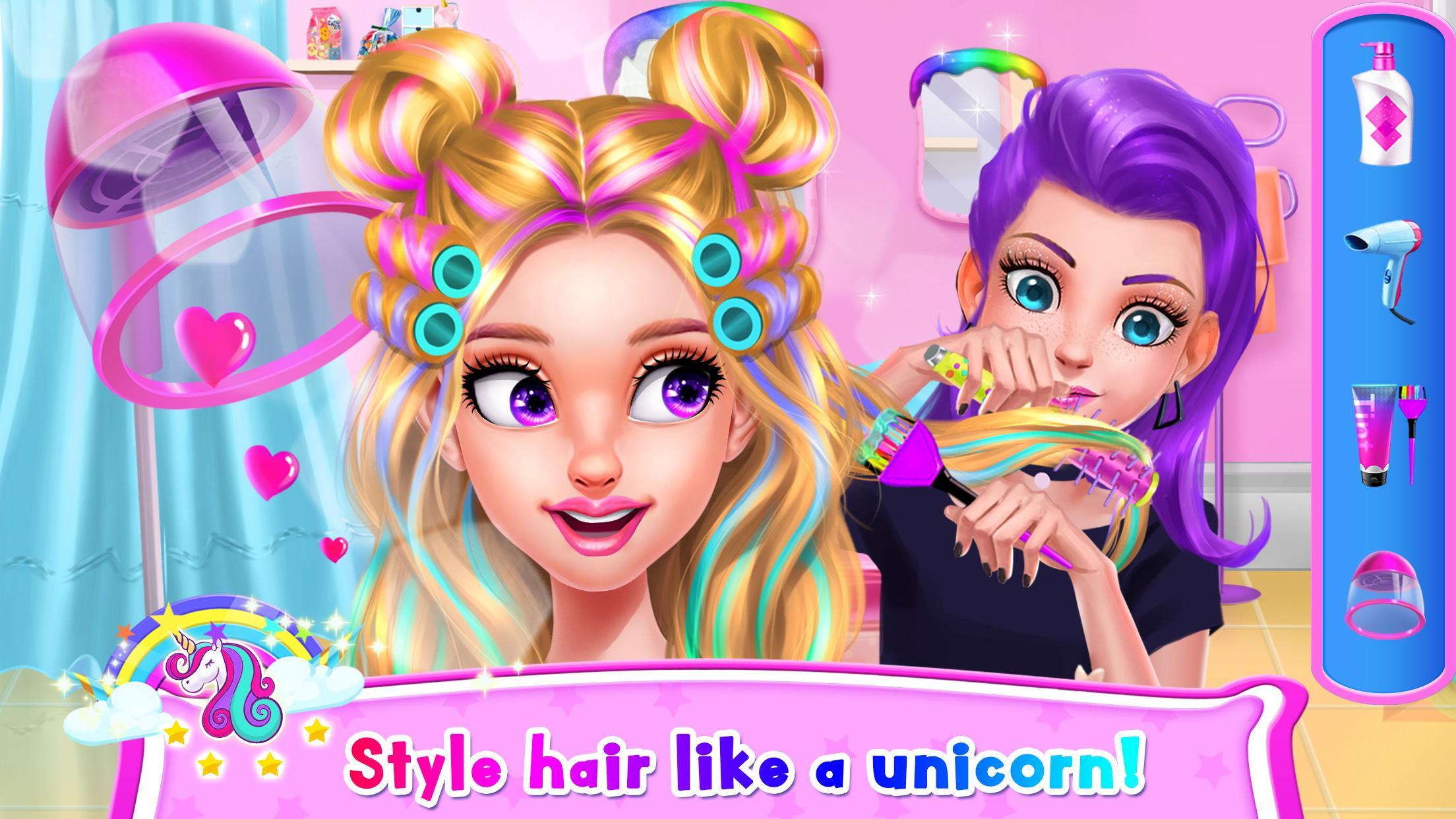 Screenshot 1 of Salão de cabeleireiro unicórnio arco-íris 