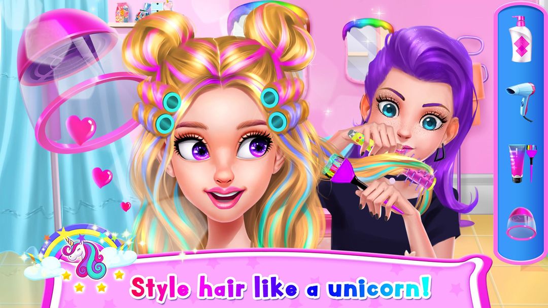 Rainbow Unicorn Hair Salon 게임 스크린 샷