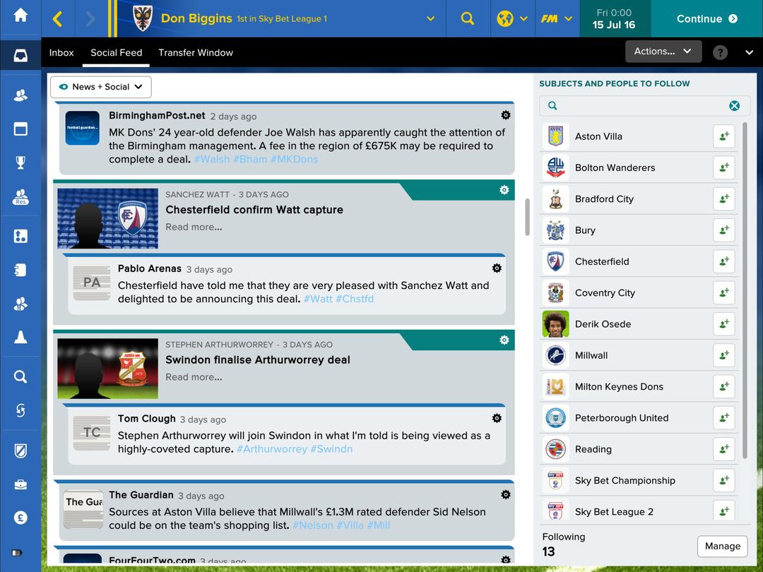 Screenshot of Football Manager Touch 2017