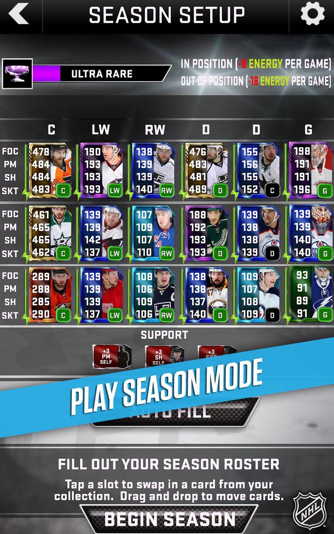 Screenshot of NHL SuperCard 2K17
