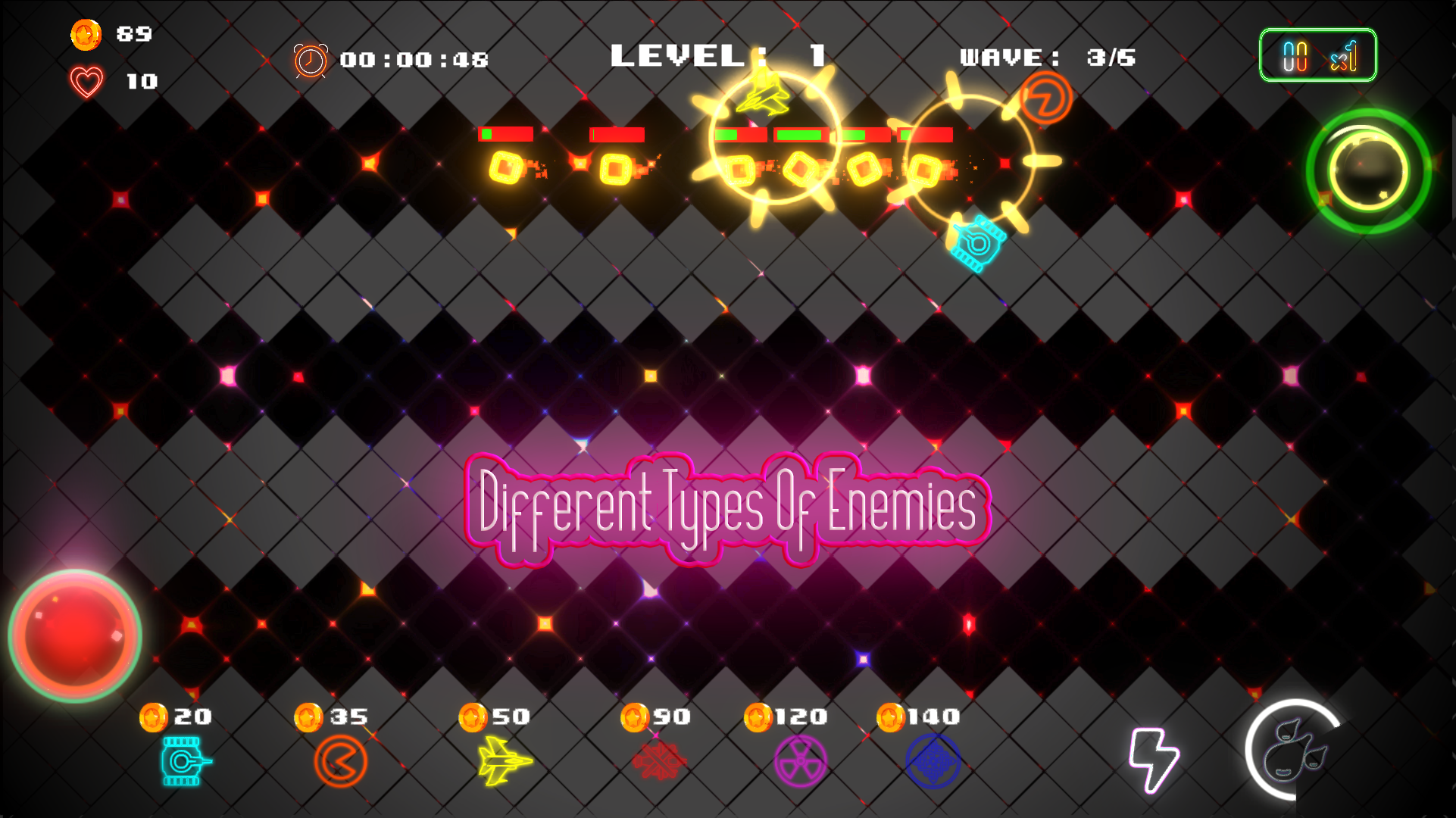 Neon Battle Defense Game Screenshot