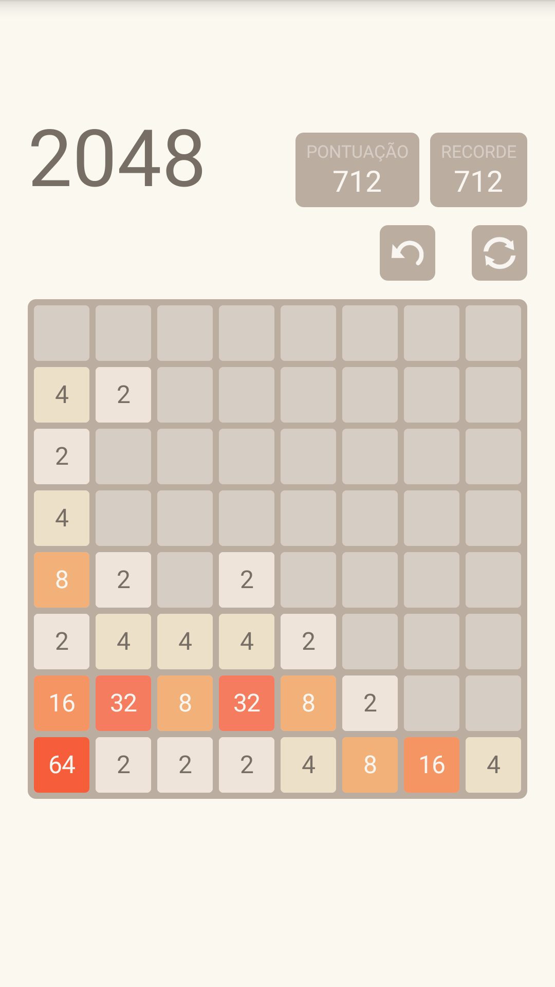 Captura de Tela do Jogo 2048
