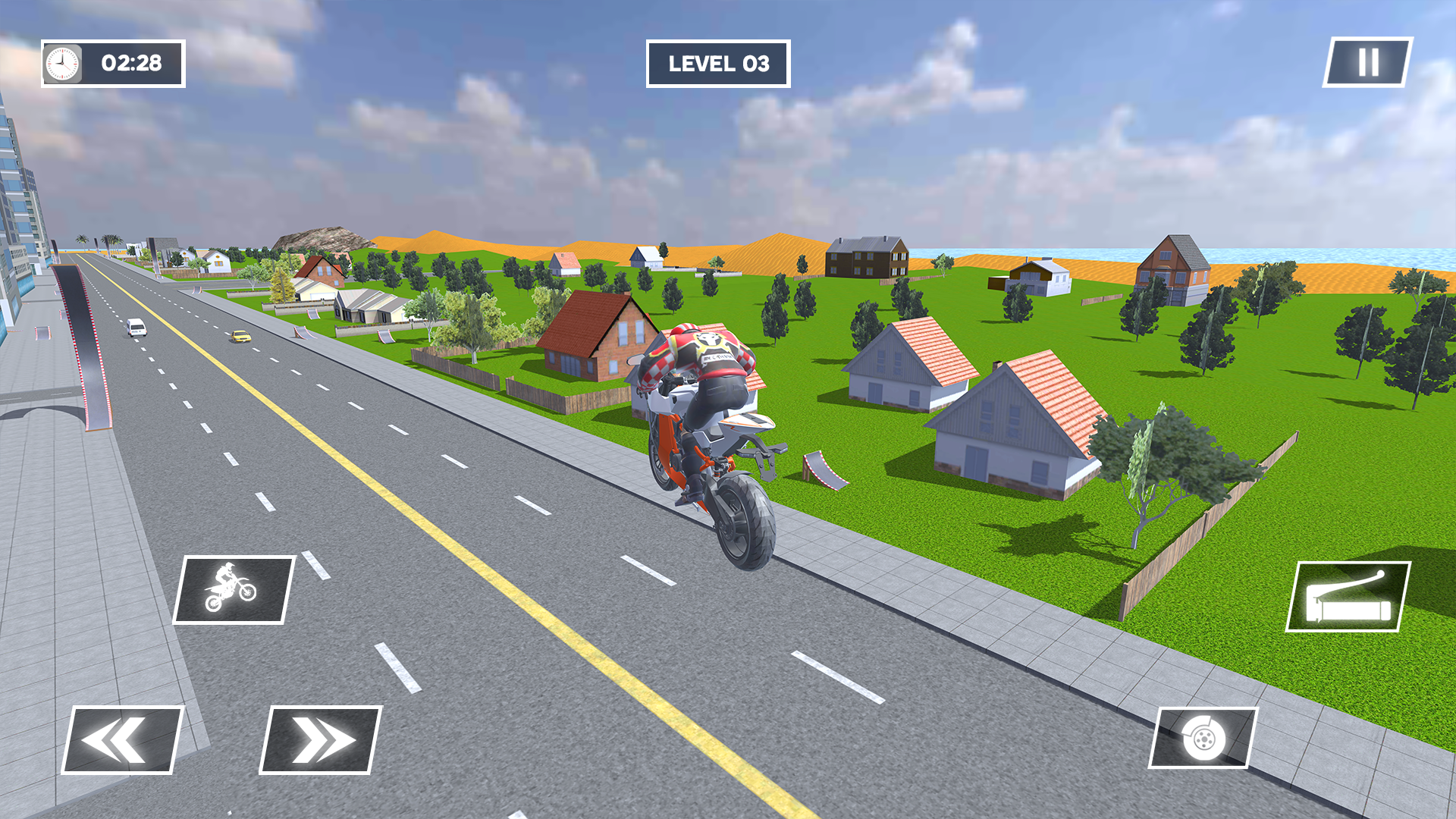Captura de Tela do Jogo Wheelie Moto Stunt Racing Game