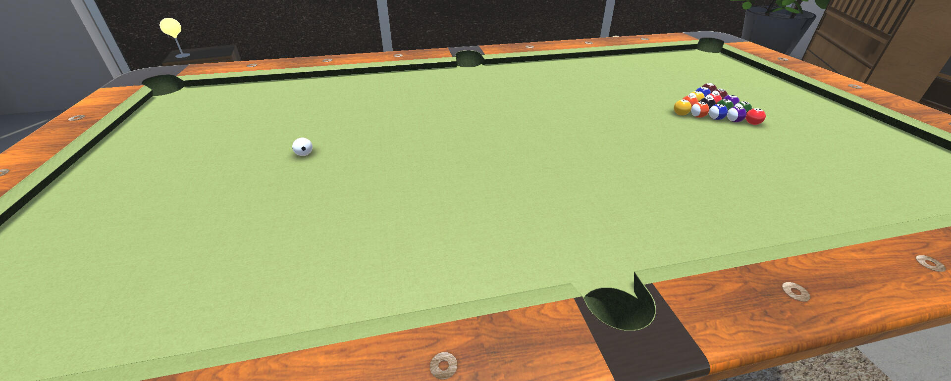 Pocketing the ball-Billiards Simulatorのキャプチャ