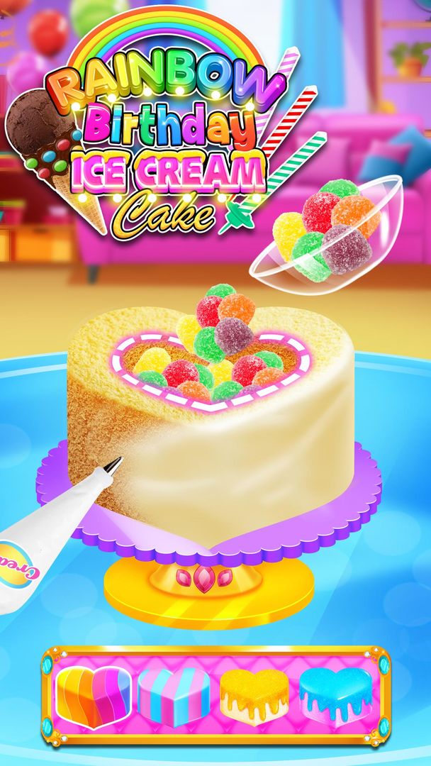 Rainbow Glitter Birthday Cake Maker - Baking Games遊戲截圖