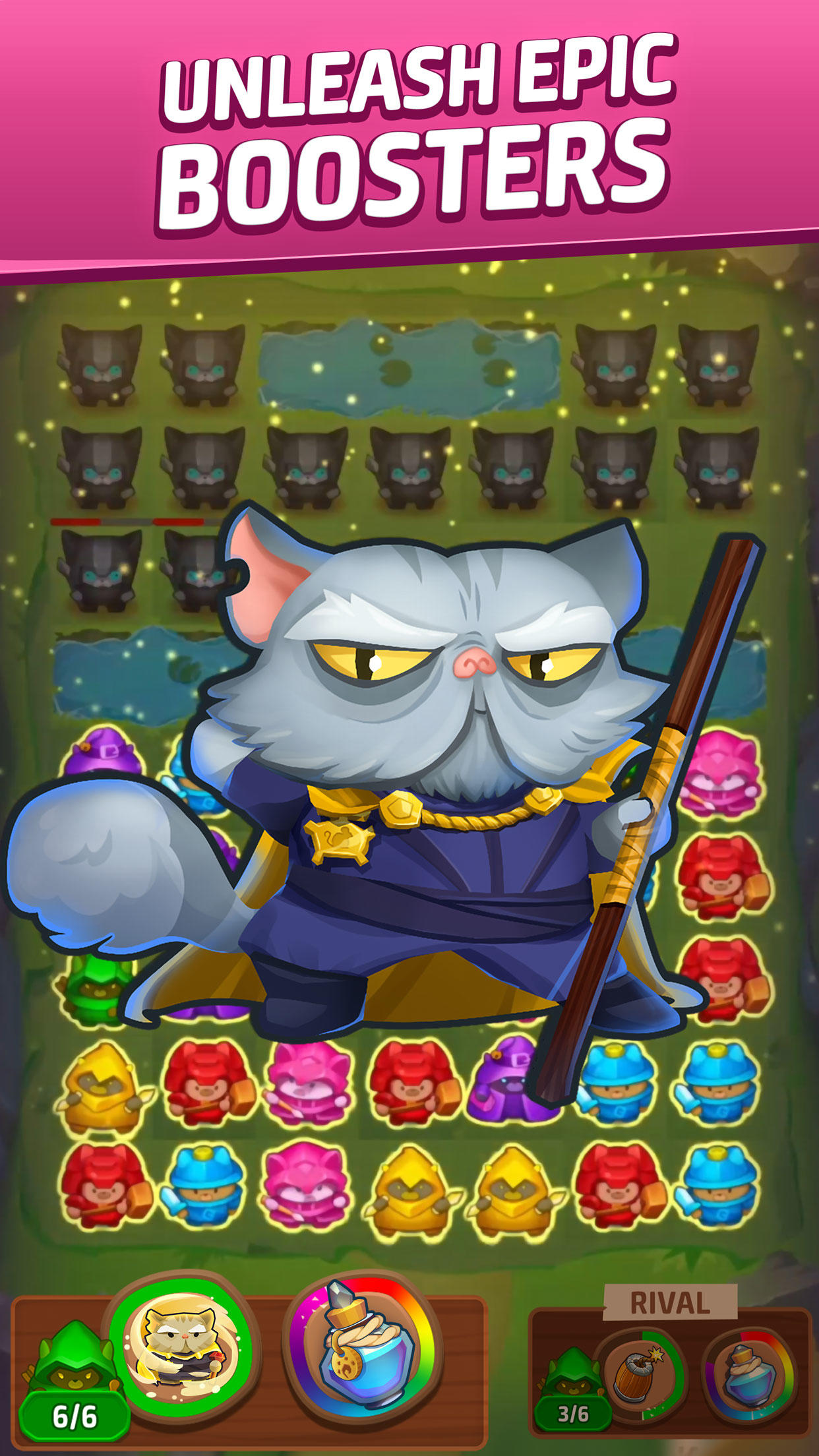 Cat Force - PvP Match 3 Game Game Screenshot