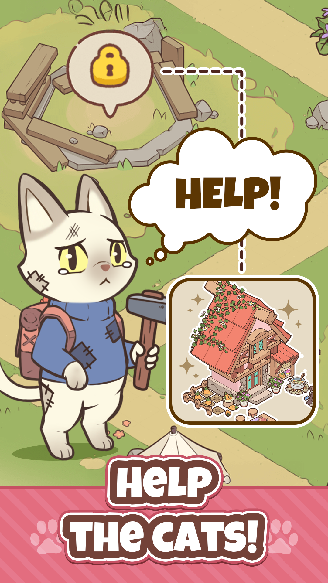 Merge Cat Town : Island Build Game Screenshot