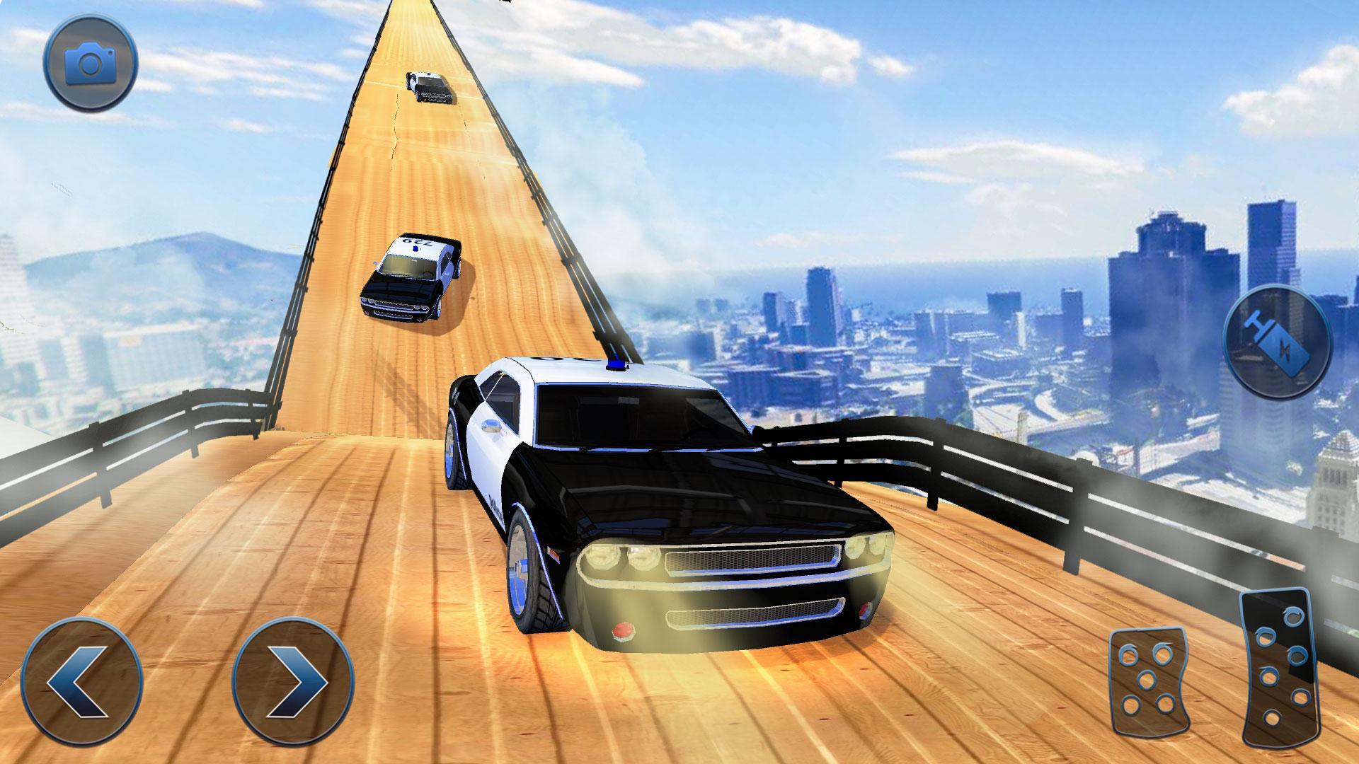 US Police Flying Car Mega Ramp Stunt Racing Games Game Screenshot
