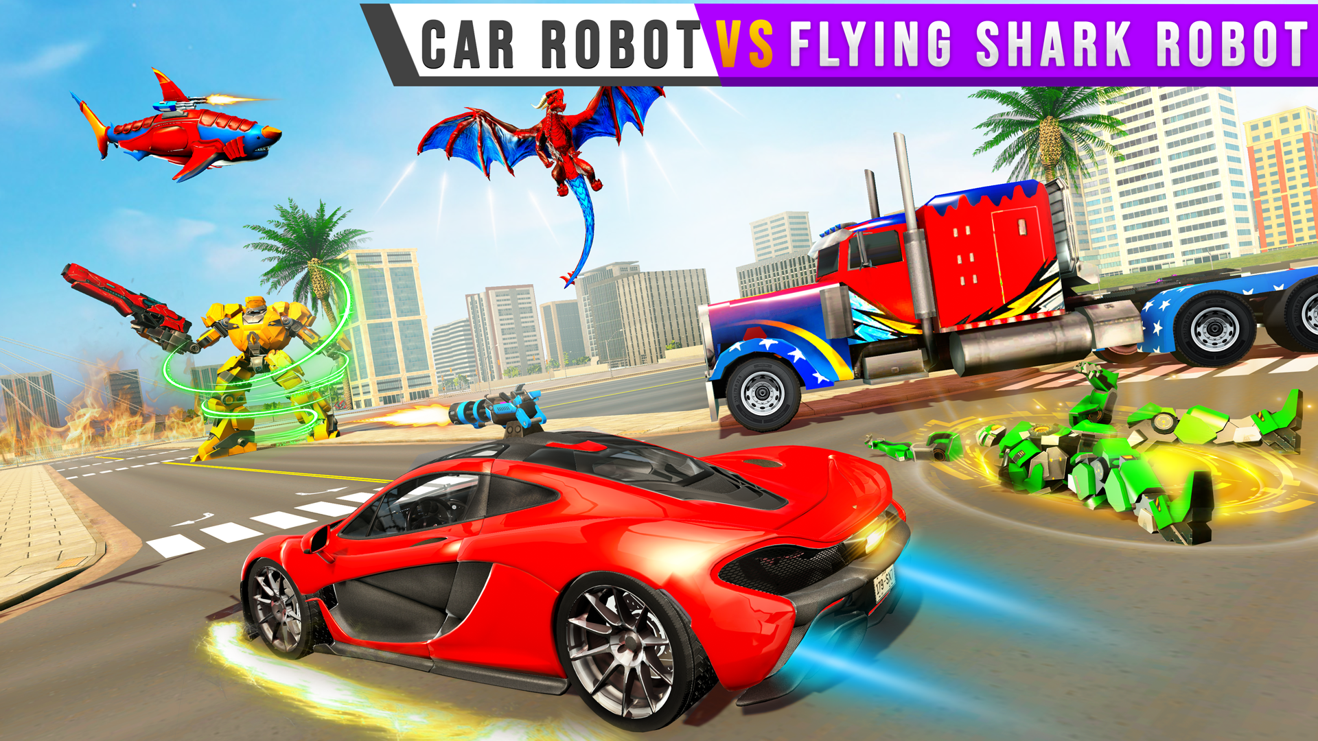 Police Shark Robot Car Game Game Screenshot