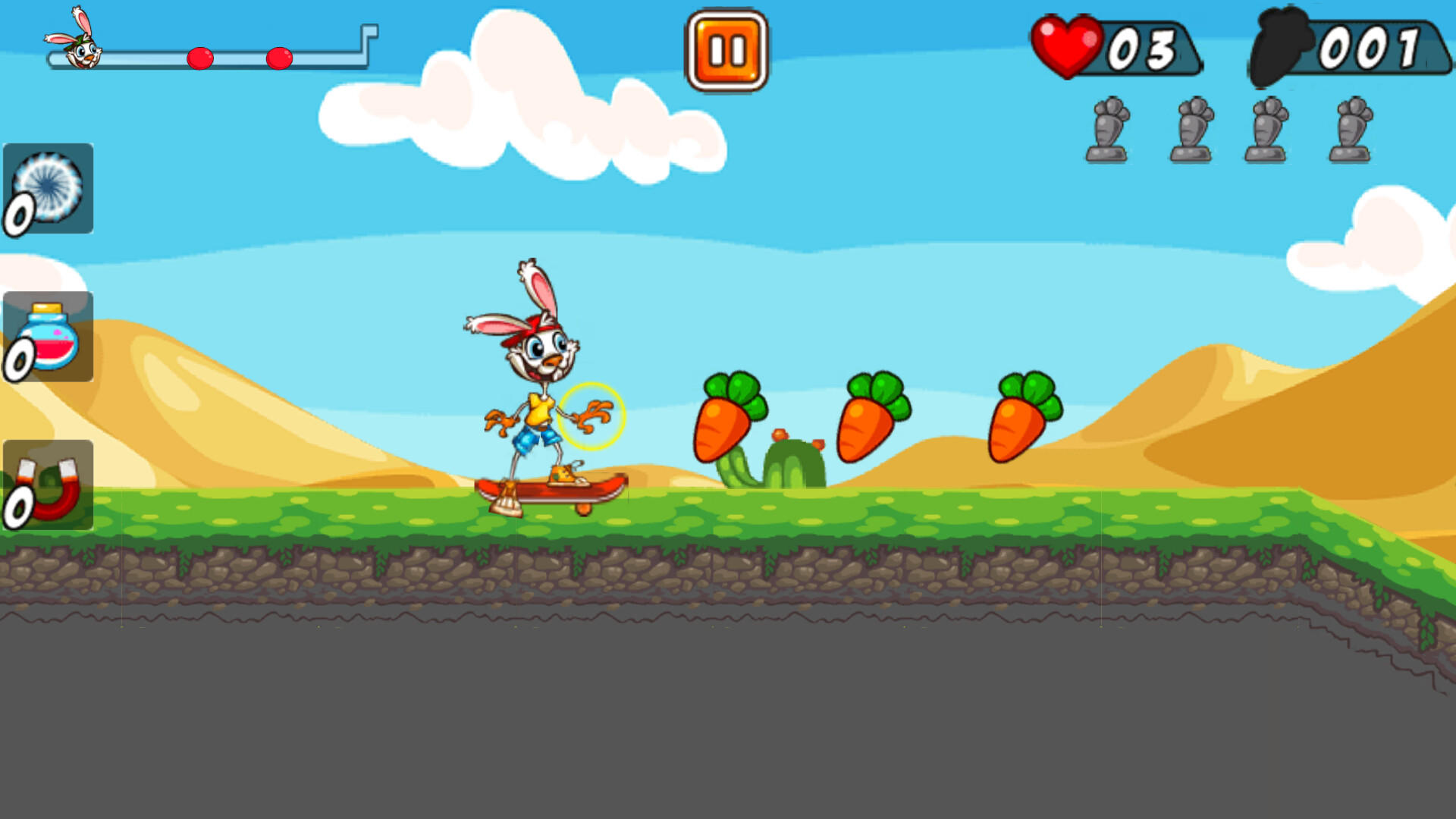 Rabbit on Skateboard Game Screenshot