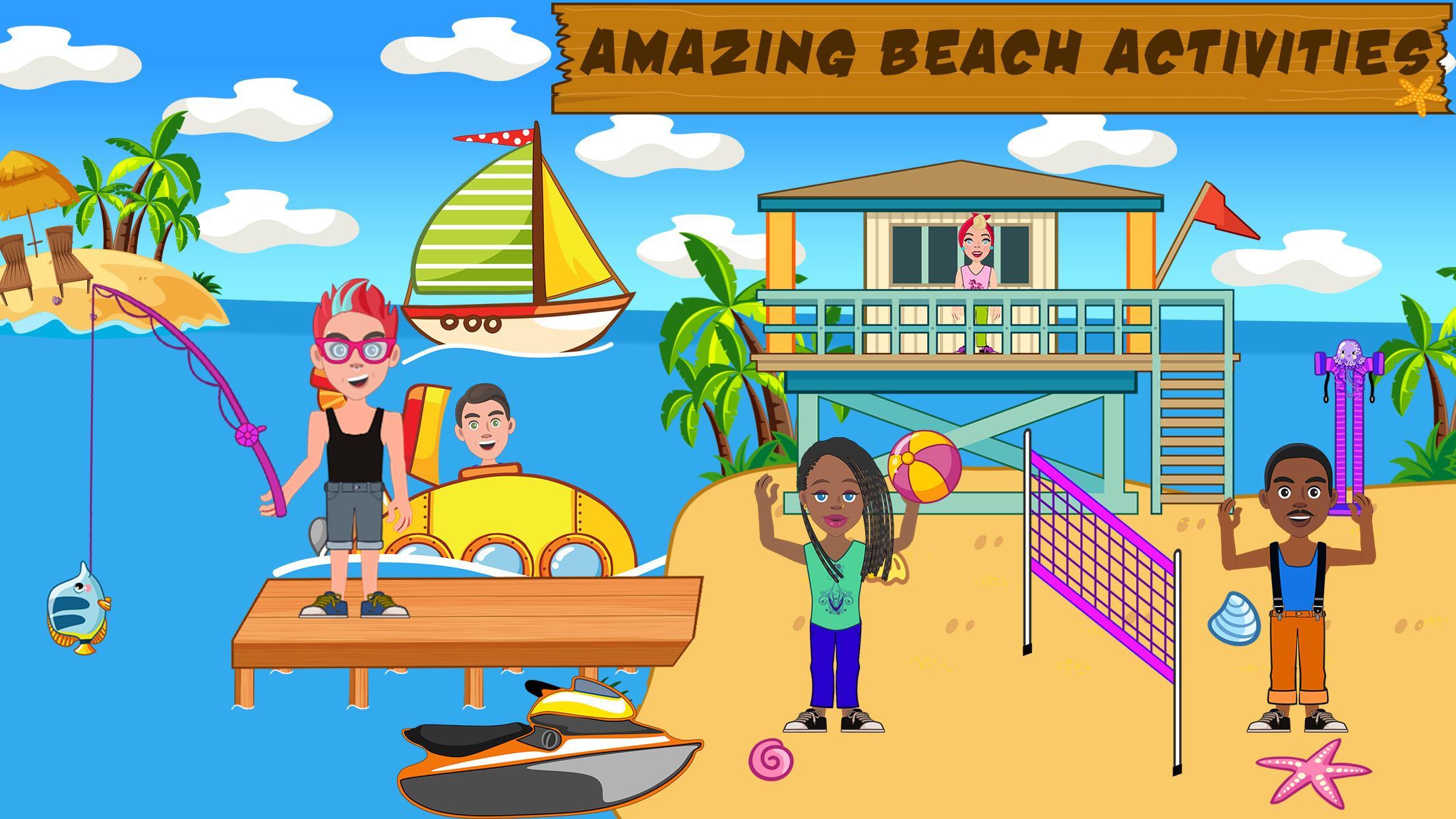 Screenshot 1 of 假裝玩沙灘生活：有趣的小鎮野餐遊戲 1.0.13