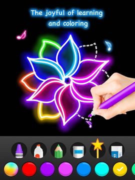 Learn To Draw Glow Flower Game Screenshot
