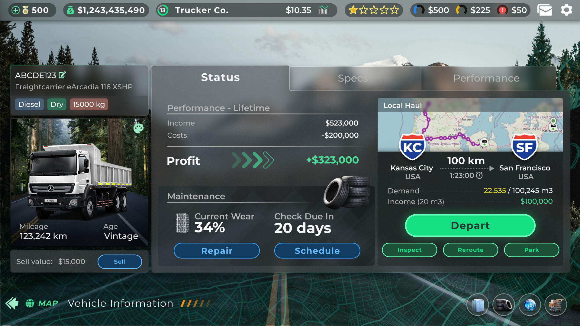 Truck Manager Game Screenshot