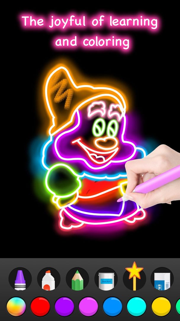 Learn to Draw Glow Cartoon screenshot game