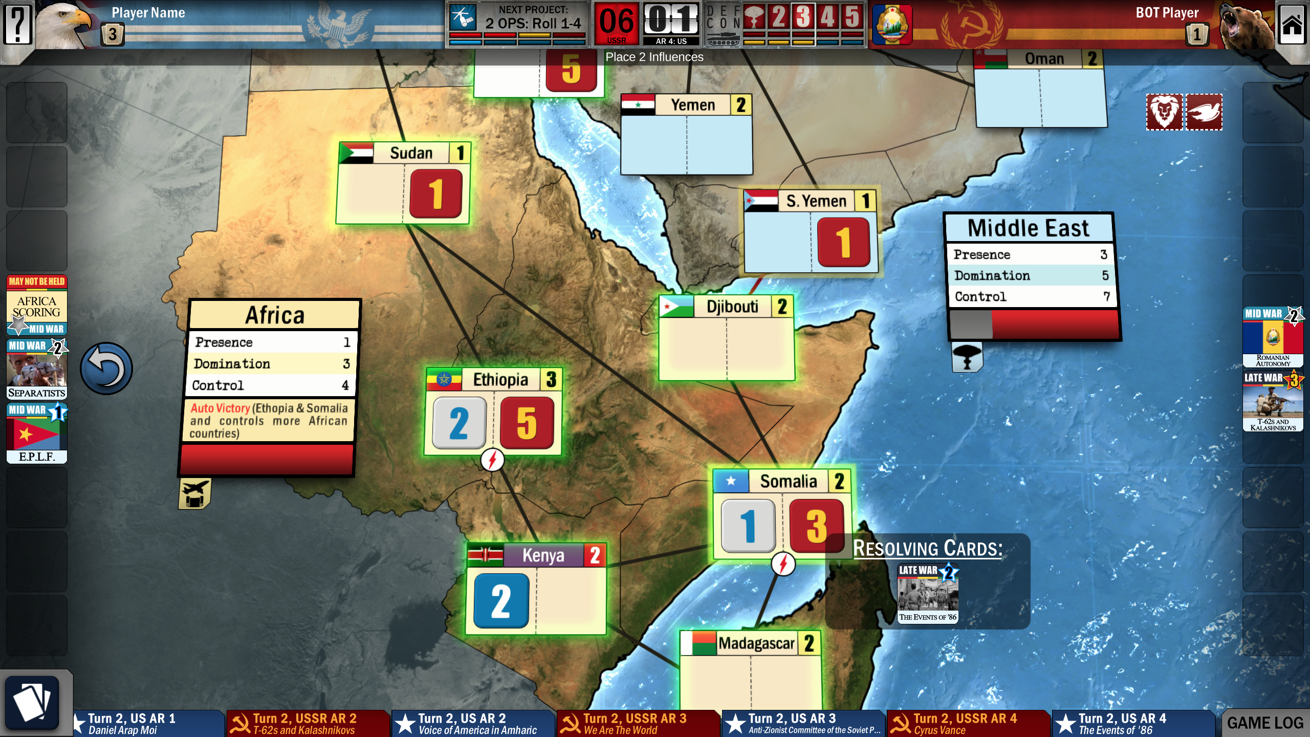 Screenshot of Twilight Struggle: Red Sea
