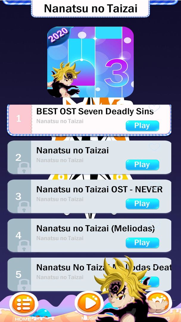 Piano Game for Nanatsu no Taizai 게임 스크린 샷