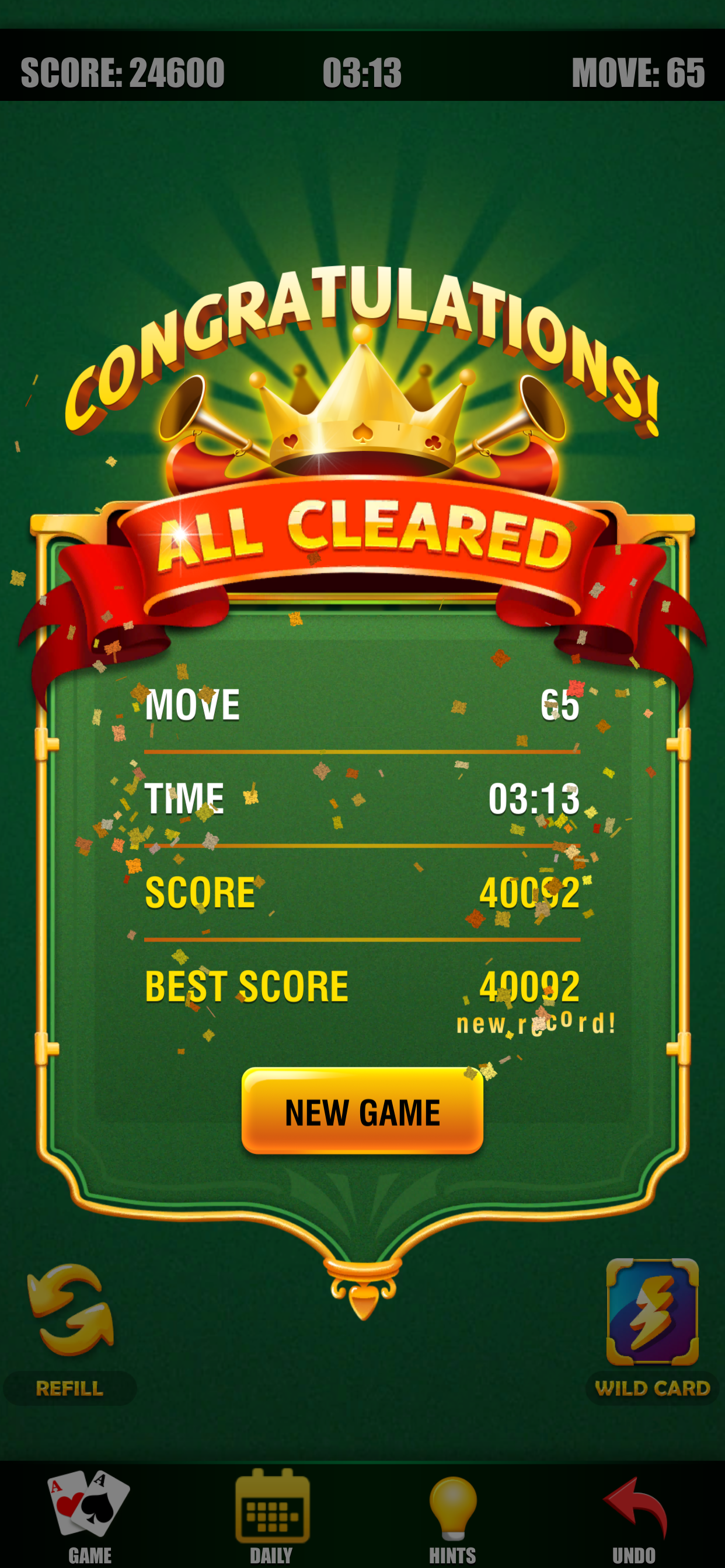 Screenshot of Pyramid Solitaire Daily Cards