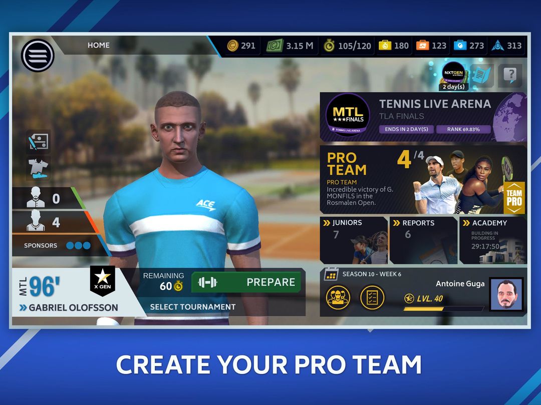 Screenshot of Tennis Manager Mobile