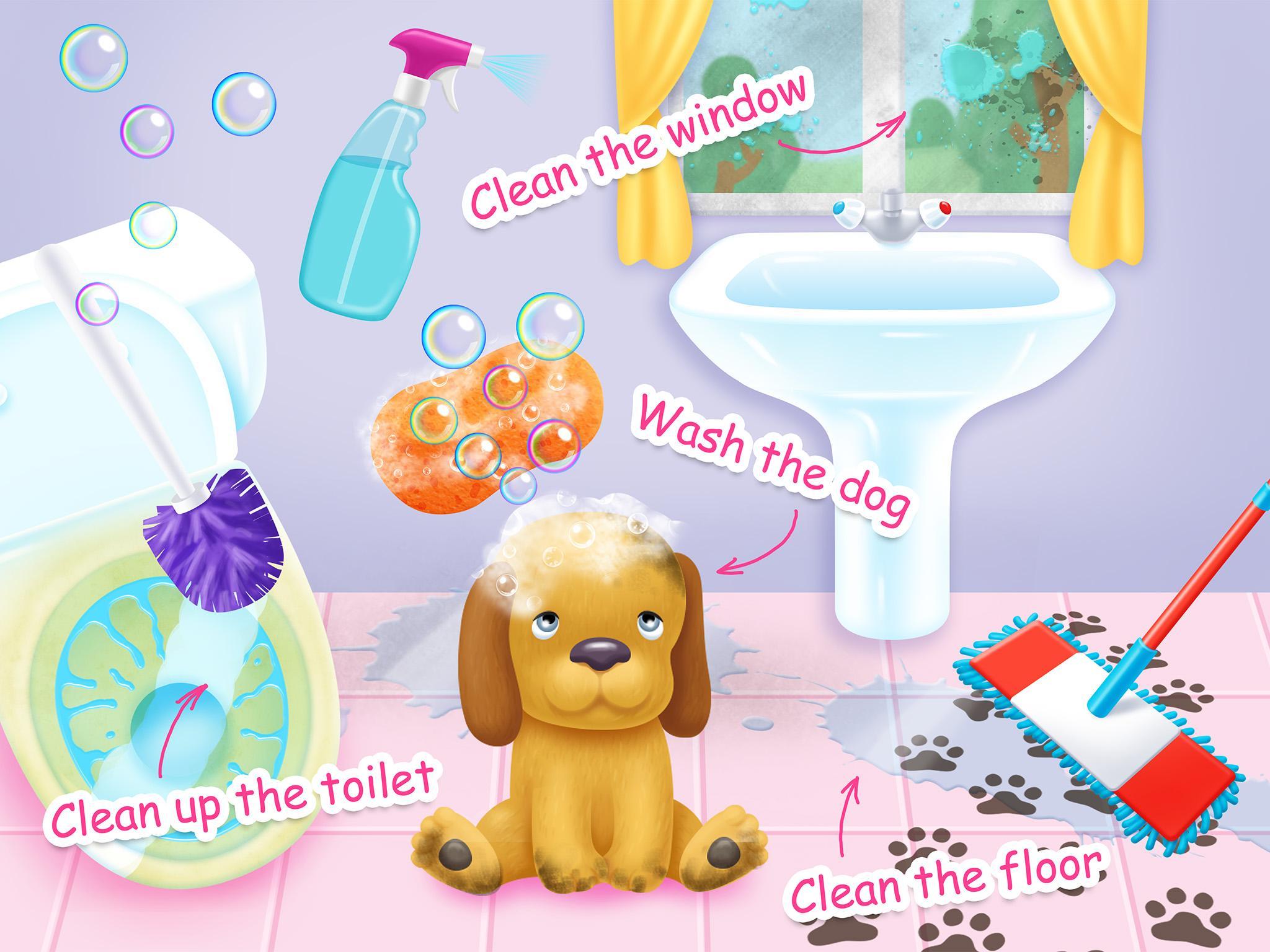 Captura de Tela do Jogo Doll House Cleanup