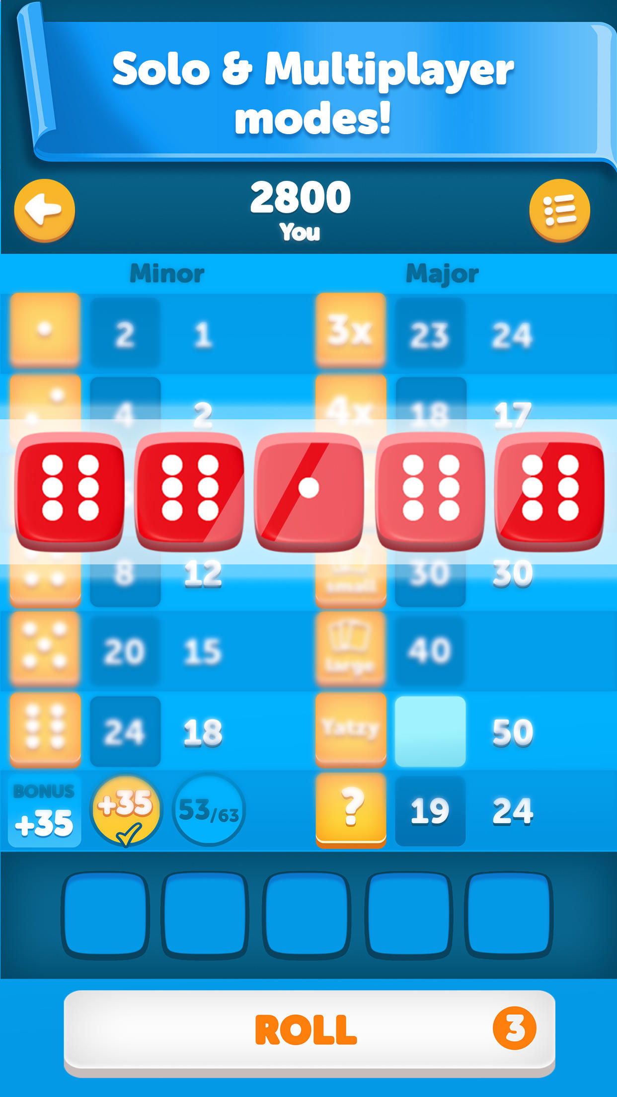 Yatzy Classic Game Screenshot