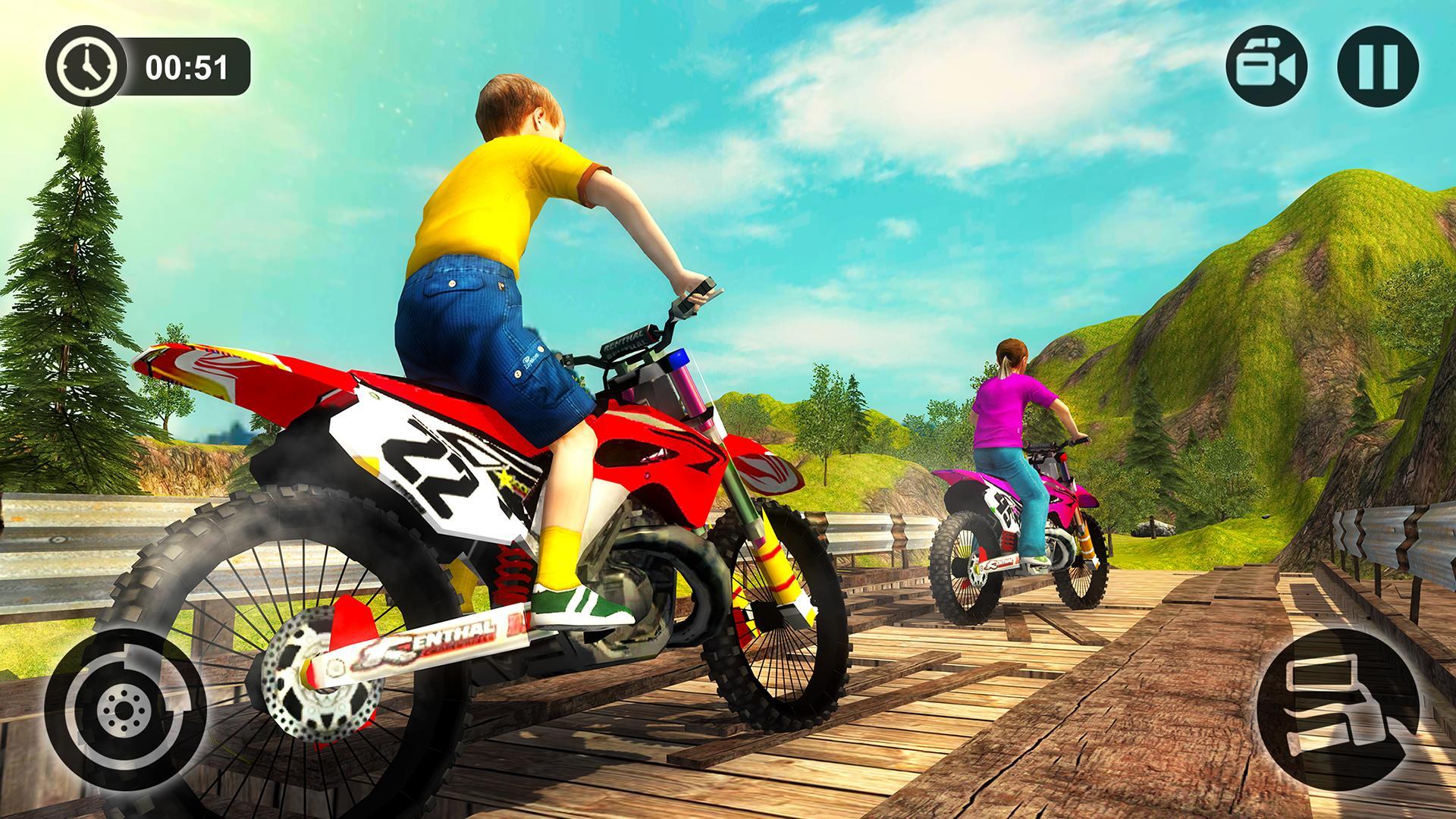 Kids Downhill Mountain Motorbi Game Screenshot