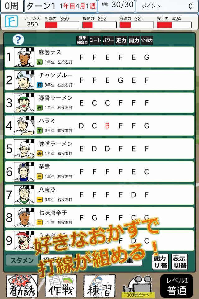Cuplikan Layar Game 【野球】おかず甲子園 全国編【育成シミュレーション】