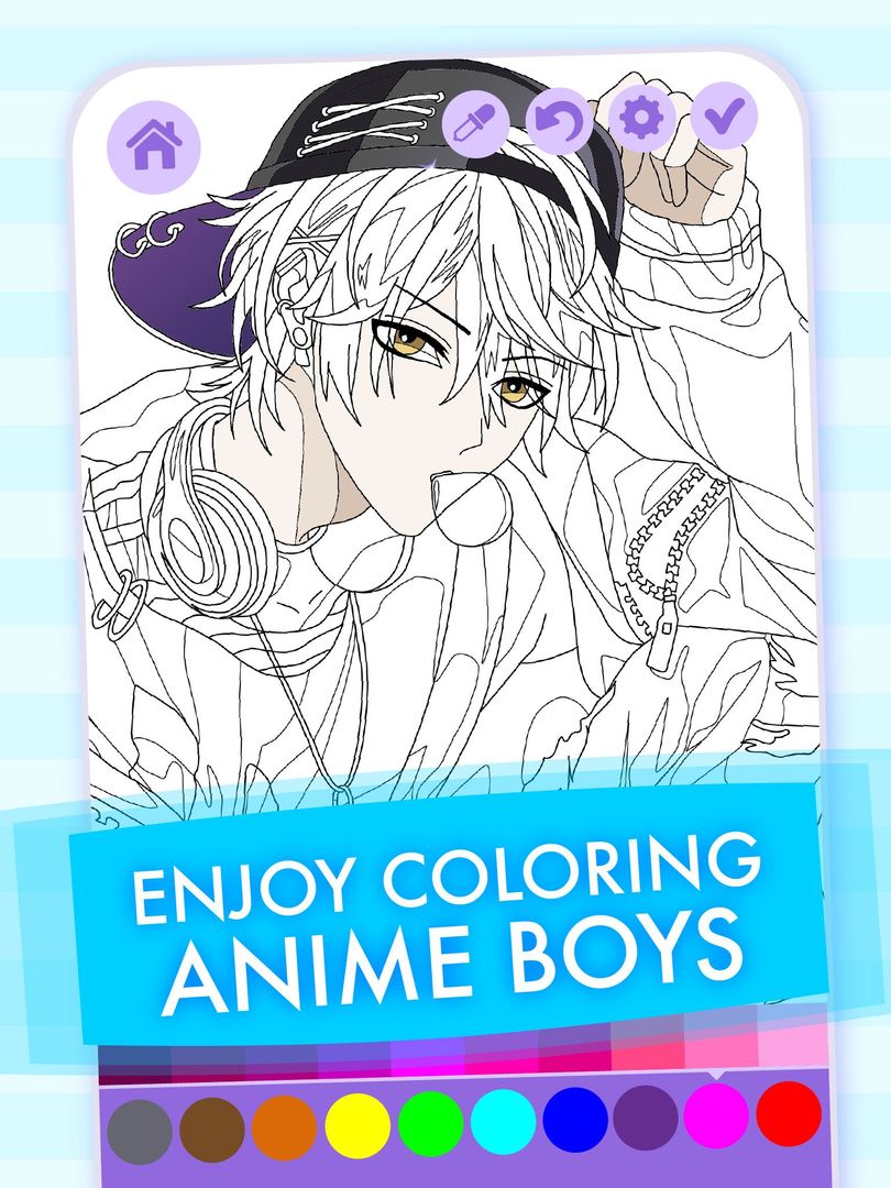 Screenshot of Kawaii Anime Boys Coloring Book