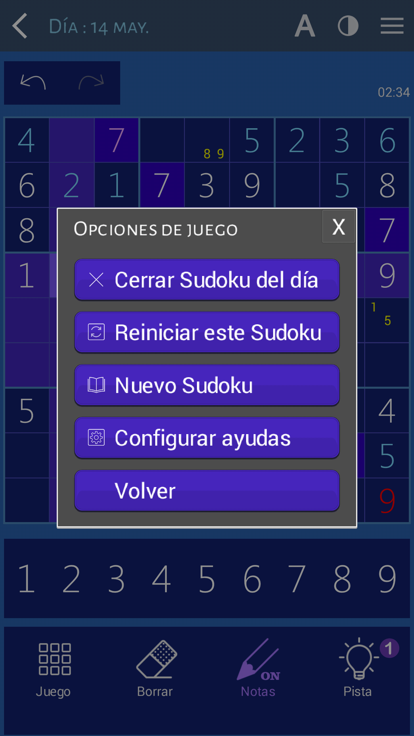 Captura de Pantalla del Juego Sudoku en español