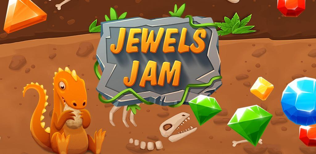 Banner of Jewels Jam: мир пазлов Дино 