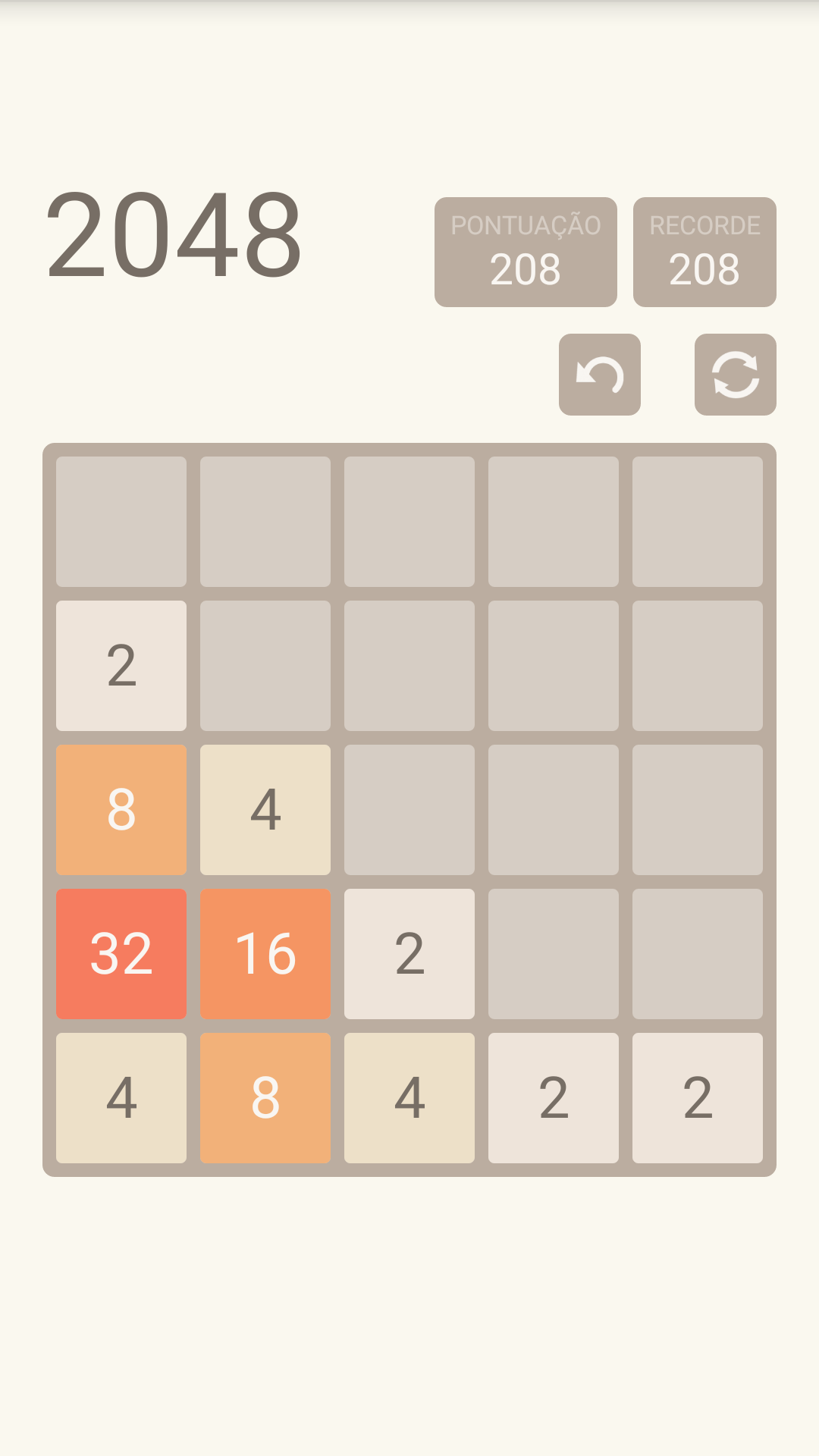 Captura de Tela do Jogo 2048