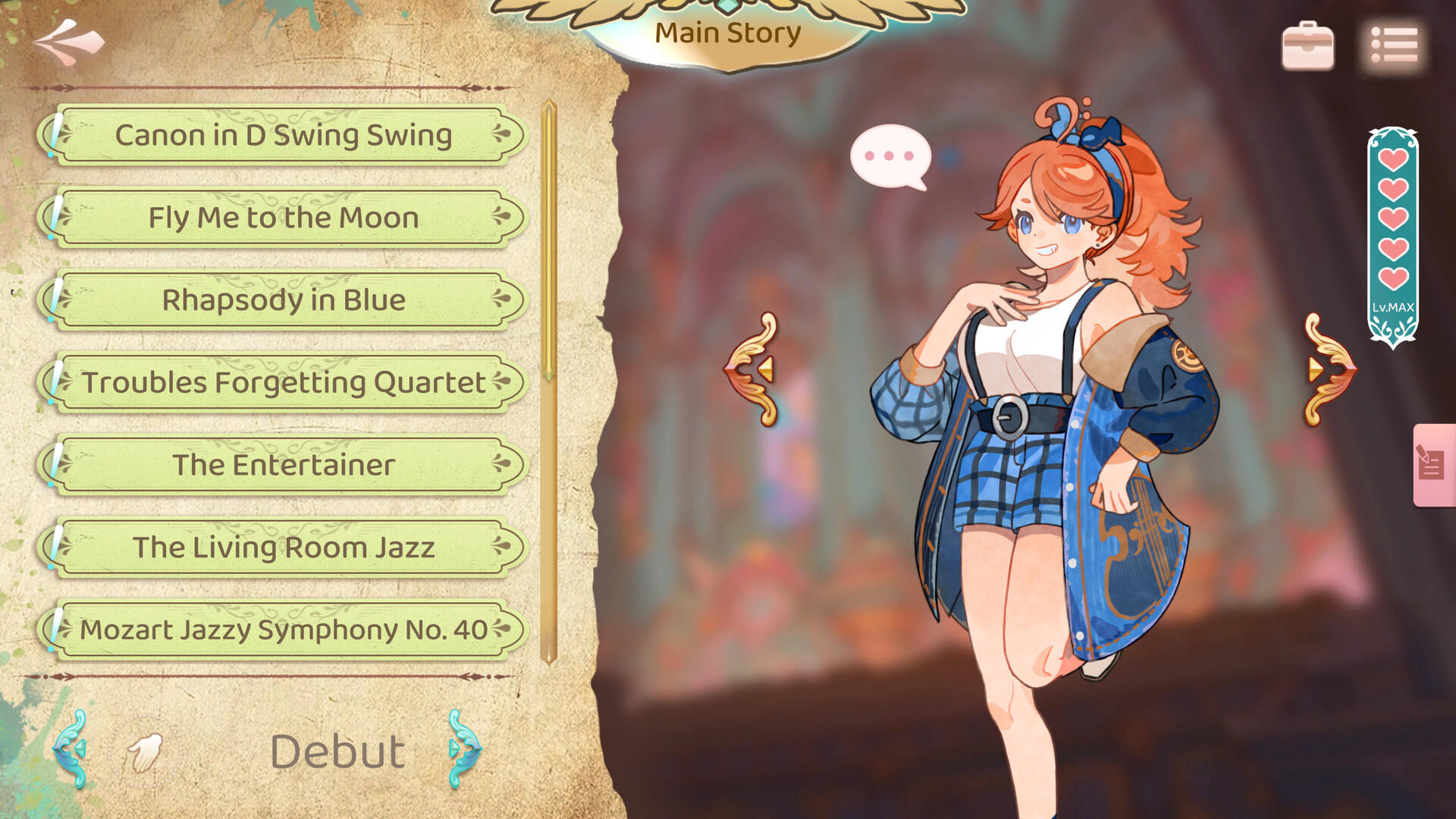 Concerto on White: Cajon Story Game Screenshot