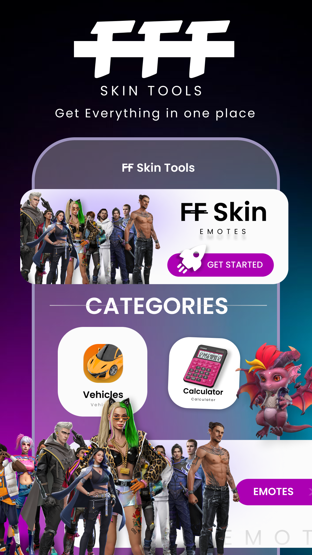 FFF Skin Tool & Diamonds Game Screenshot