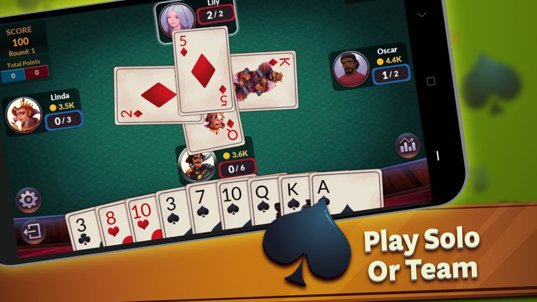 Screenshot of Spades - Offline Card Games