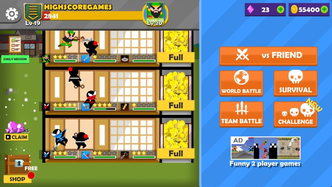 Screenshot of Jumping Ninja Battle 2 Player