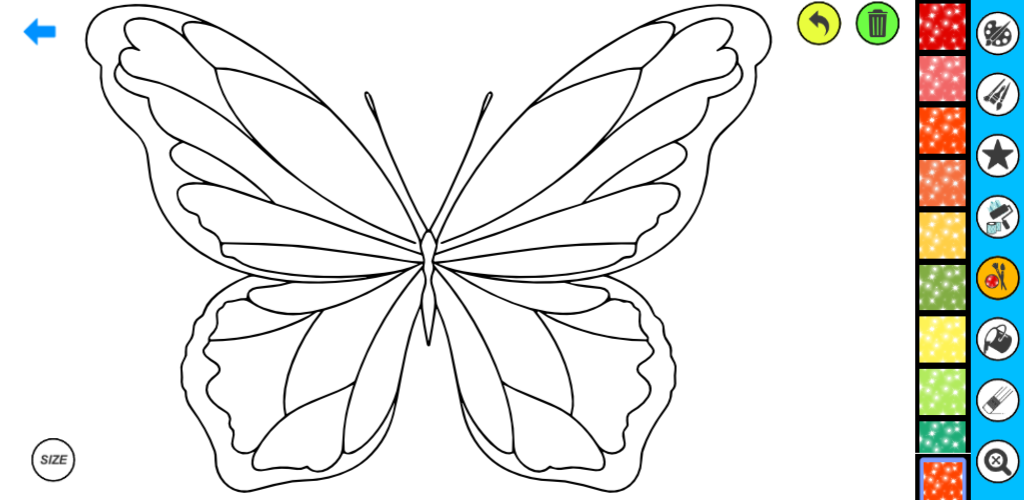 Screenshot of Glitter Butterfly Coloring