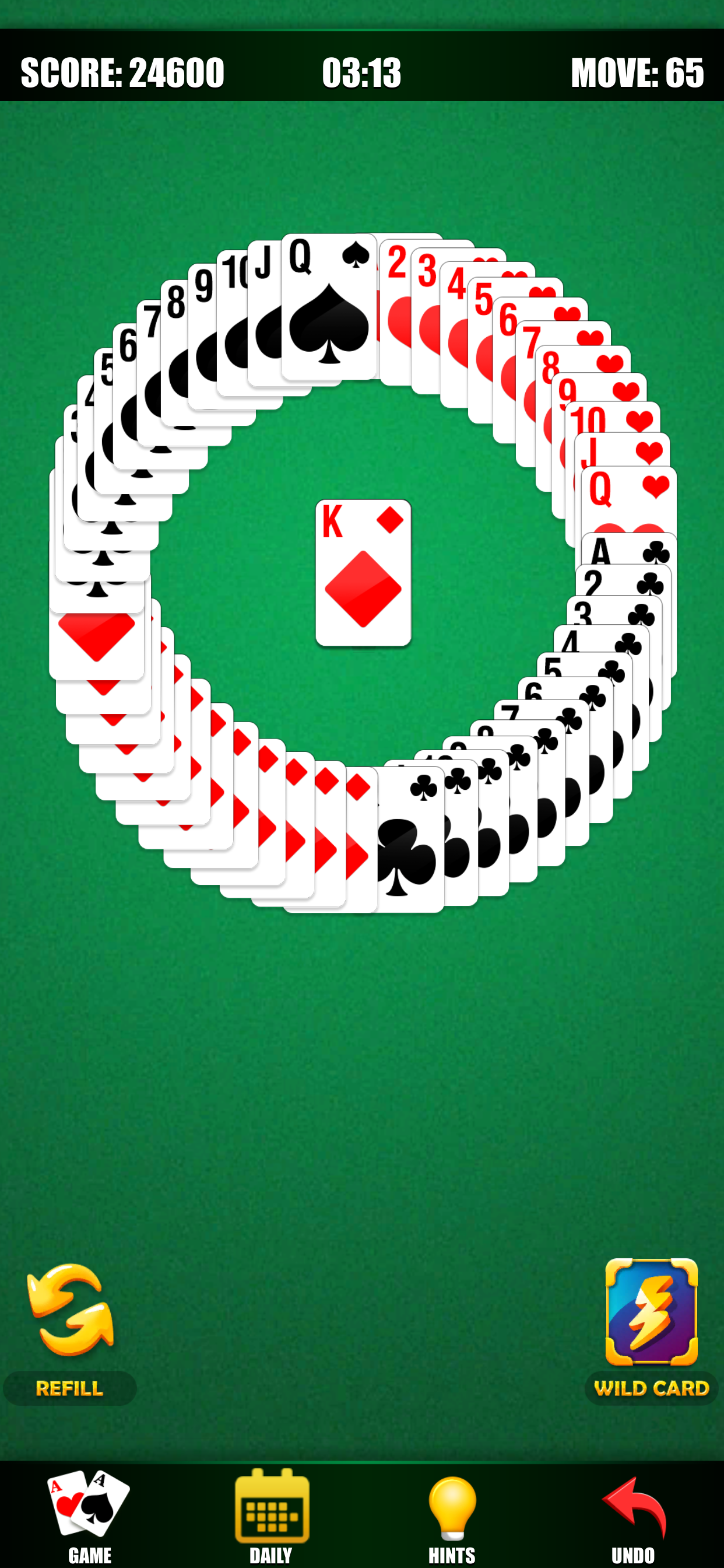 Screenshot of Pyramid Solitaire Daily Cards