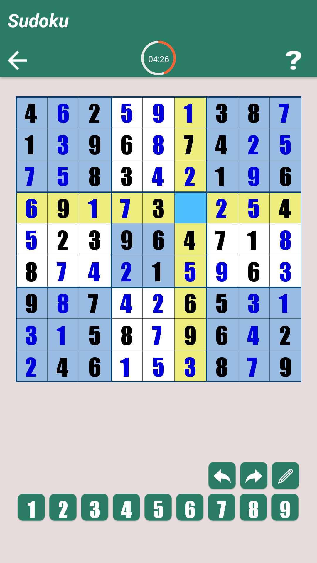 Sudoku puzzle game for free Game Screenshot